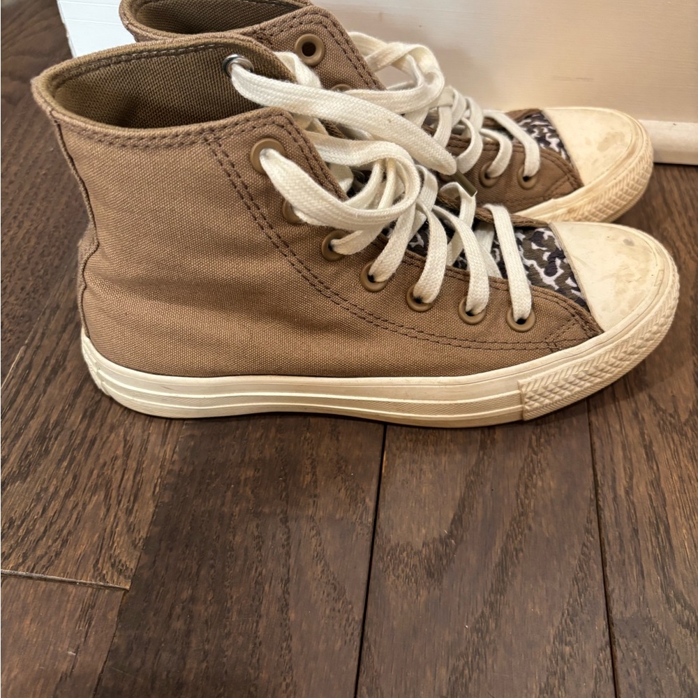 Converse Tan High-Tops with White Accents